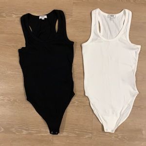 Agolde Rib Tank Bodysuits in White and Black